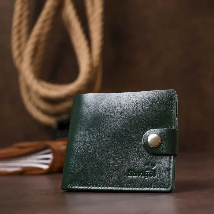 Небольшое модное кожаное портмоне Shvigel 16441 Зеленый