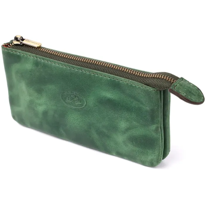 Містка ключниця на два відділення з матової натуральної шкіри Tony Perotti 20835_1 (3350 deep green) Зелений