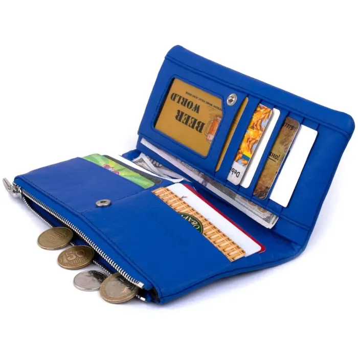 Вертикальный кошелек на кнопке унисекс ST Leather 19205 Синий