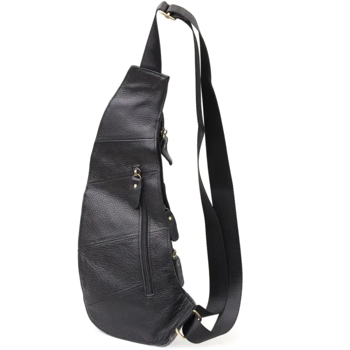 Чоловіча сумка з великою кількістю кишень із натуральної шкіри Vintage 22961 Чорний