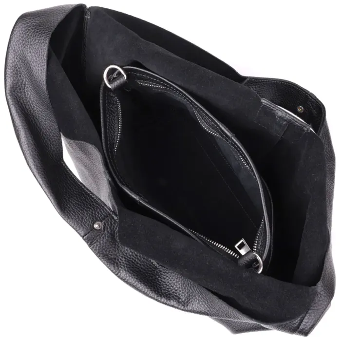 Жіночий шоппер 2 в 1 із натуральної шкіри GRANDE PELLE 22881 Чорний