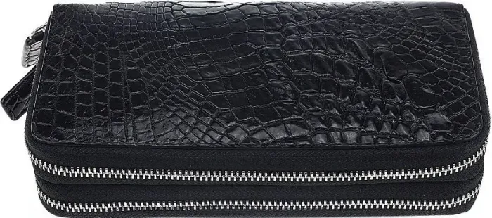 Гаманець-клатч CROCODILE LEATHER 18023 із натуральної шкіри крокодила Чорний