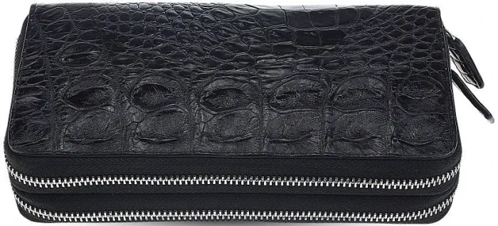 Гаманець-клатч CROCODILE LEATHER 18023 із натуральної шкіри крокодила Чорний