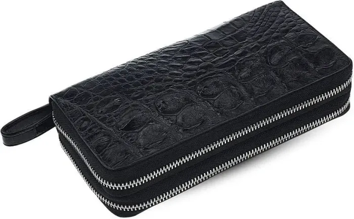 Гаманець-клатч CROCODILE LEATHER 18023 із натуральної шкіри крокодила Чорний