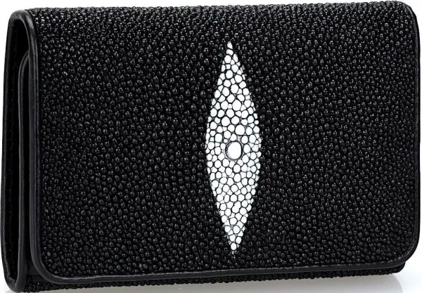 Гаманець жіночий STINGRAY LEATHER 18038 із натуральної шкіри морського ската Чорний