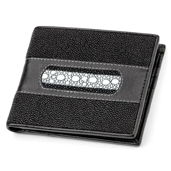 Портмоне чоловіче STINGRAY LEATHER 18039 із натуральної шкіри морського ската Чорне