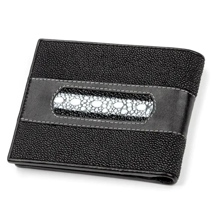 Портмоне чоловіче STINGRAY LEATHER 18039 із натуральної шкіри морського ската Чорне