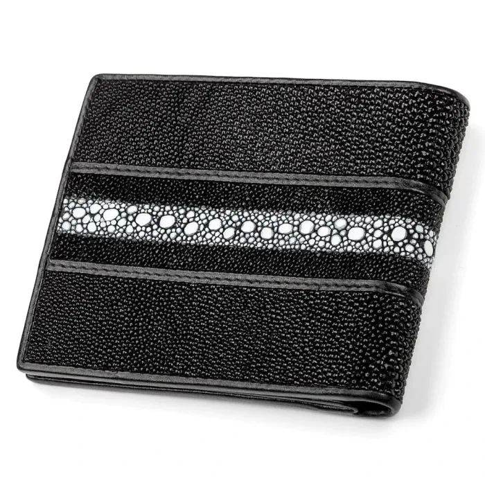 Портмоне чоловіче STINGRAY LEATHER 18042 із натуральної шкіри морського ската Чорне