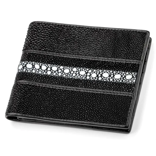Портмоне чоловіче STINGRAY LEATHER 18042 із натуральної шкіри морського ската Чорне