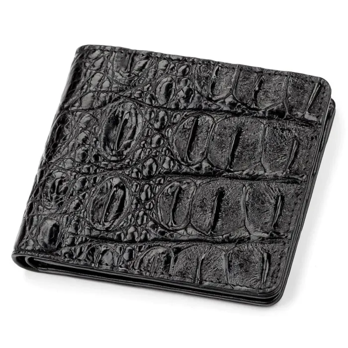 Портмоне CROCODILE LEATHER 18045 із натуральної шкіри крокодила Чорне