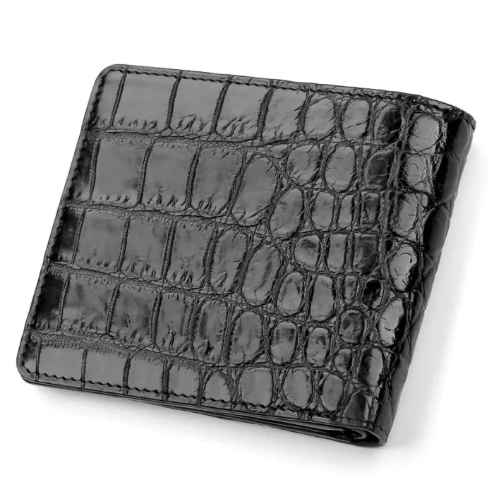 Портмоне CROCODILE LEATHER 18045 із натуральної шкіри крокодила Чорне