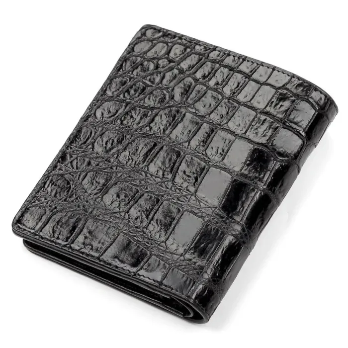 Портмоне CROCODILE LEATHER 18047 із натуральної шкіри крокодила Чорне