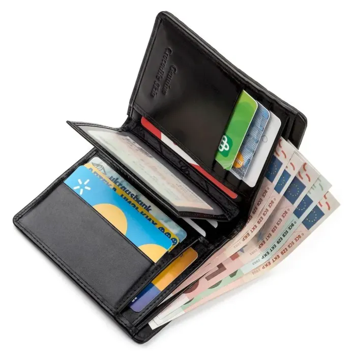 Портмоне CROCODILE LEATHER 18047 із натуральної шкіри крокодила Чорне