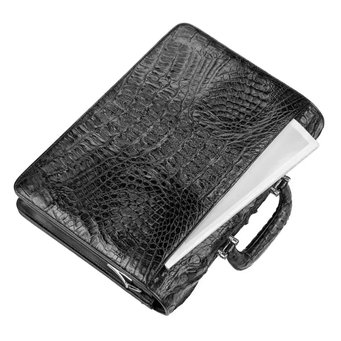Портфель CROCODILE LEATHER 18048 із натуральної шкіри крокодила Чорний