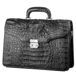 Портфель CROCODILE LEATHER 18048 із натуральної шкіри крокодила Чорний