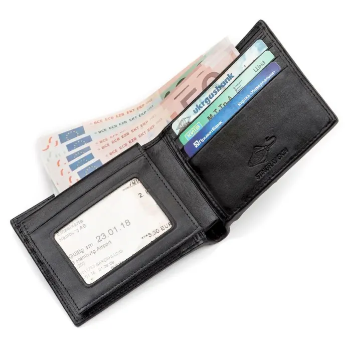 Портмоне чоловіче STINGRAY LEATHER 18049 із натуральної шкіри морського ската Чорне