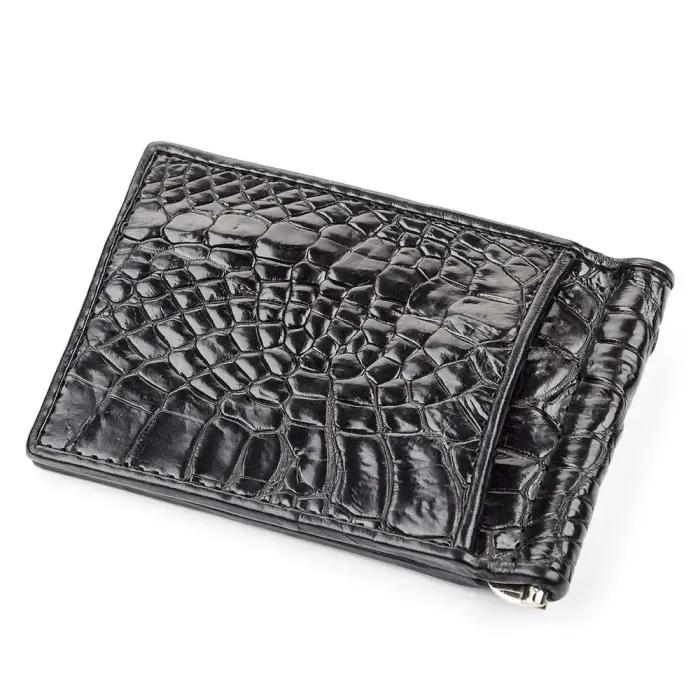Затискач CROCODILE LEATHER 18050 із натуральної шкіри крокодила Чорний