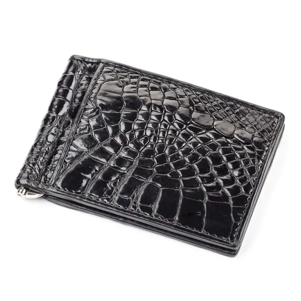 Затискач CROCODILE LEATHER 18050 із натуральної шкіри крокодила Чорний