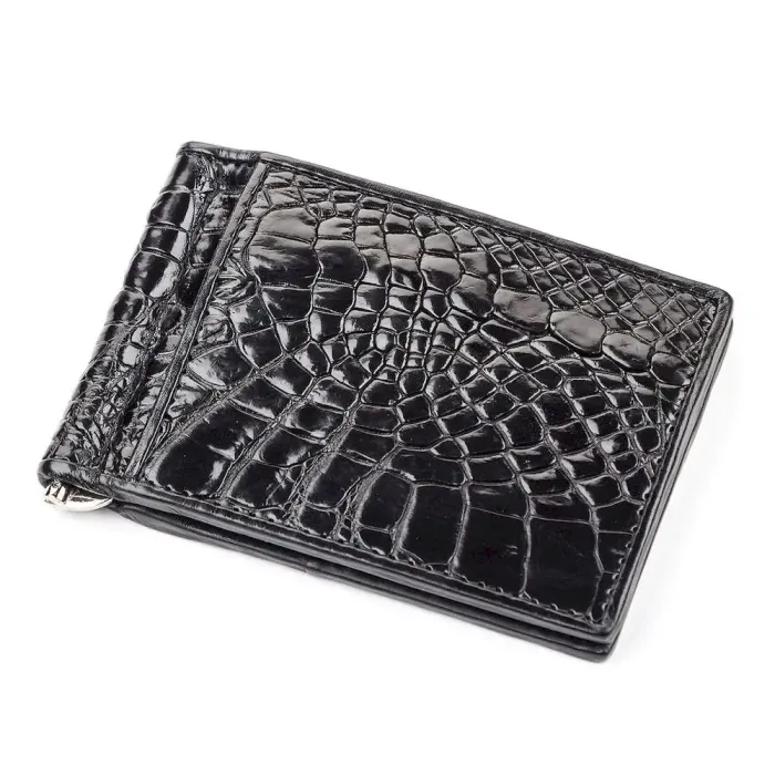 Затискач CROCODILE LEATHER 18050 із натуральної шкіри крокодила Чорний