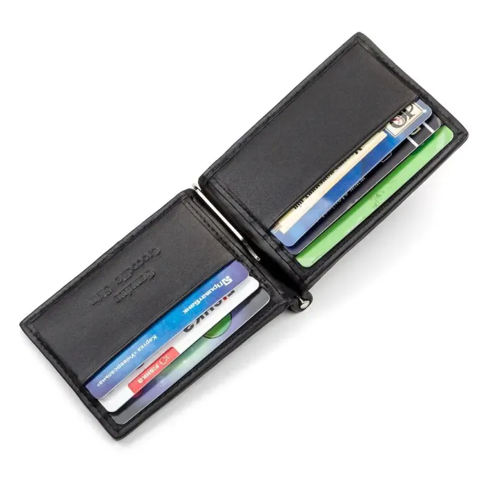 Затискач CROCODILE LEATHER 18050 із натуральної шкіри крокодила Чорний