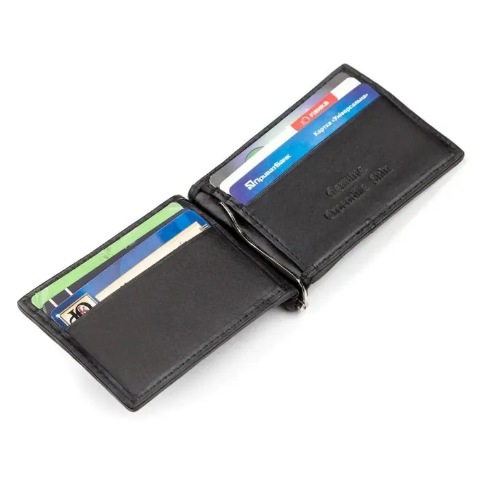 Затискач CROCODILE LEATHER 18050 із натуральної шкіри крокодила Чорний