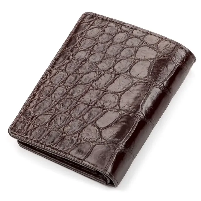 Портмоне CROCODILE LEATHER 18051 з натуральної шкіри крокодила Коричневе