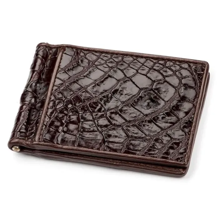 Затискач CROCODILE LEATHER 18052 з натуральної шкіри крокодила Коричневий
