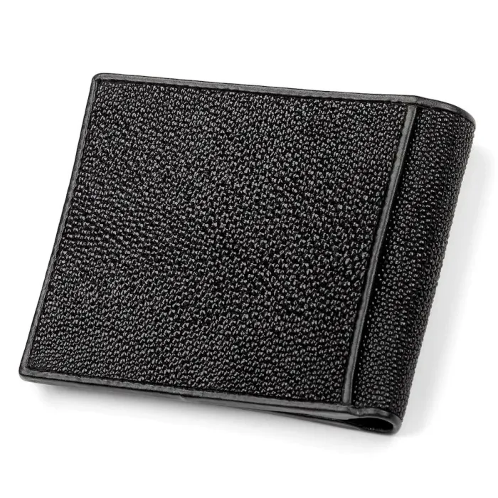 Портмоне чоловіче STINGRAY LEATHER 18053 із натуральної шкіри морського ската Чорне