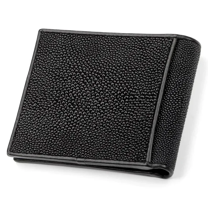 Портмоне чоловіче STINGRAY LEATHER 18054 із натуральної шкіри морського ската Чорне