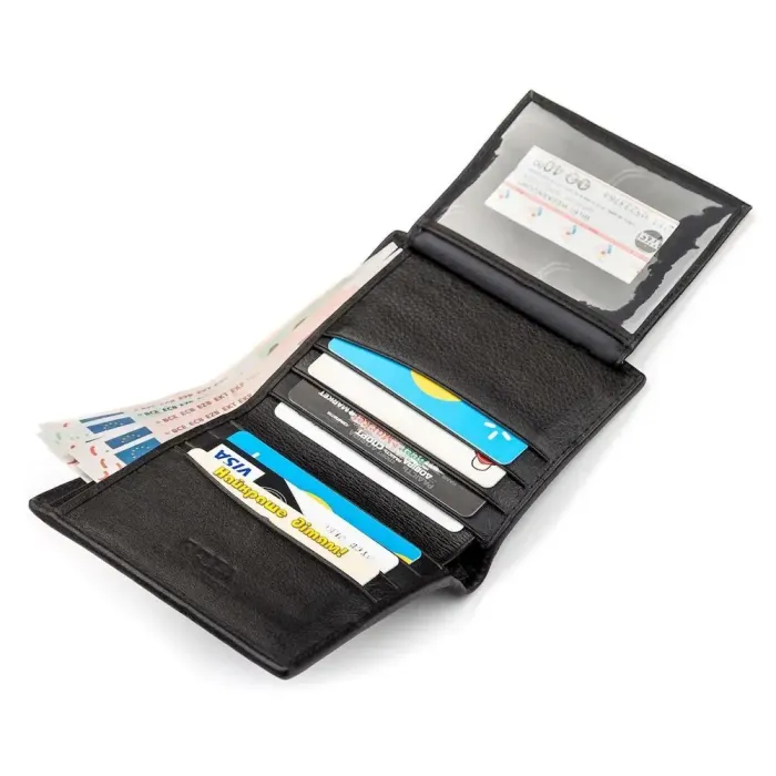 Вертикальне портмоне STINGRAY LEATHER 18057 із натуральної шкіри морського ската Чорне