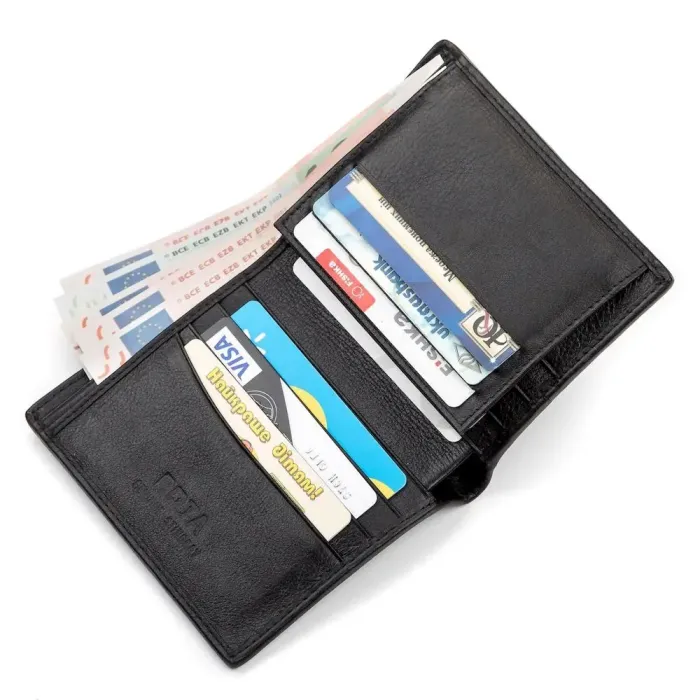 Вертикальне портмоне STINGRAY LEATHER 18057 із натуральної шкіри морського ската Чорне