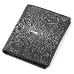 Вертикальне портмоне STINGRAY LEATHER 18057 із натуральної шкіри морського ската Чорне