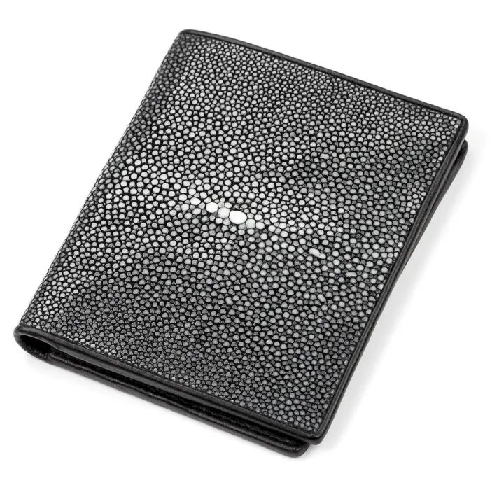 Вертикальне портмоне STINGRAY LEATHER 18057 із натуральної шкіри морського ската Чорне