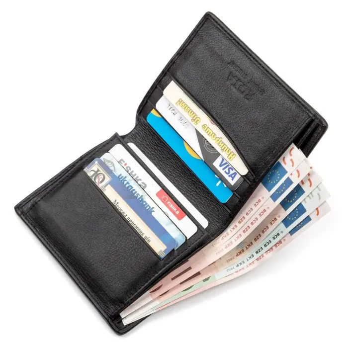 Вертикальне портмоне STINGRAY LEATHER 18057 із натуральної шкіри морського ската Чорне