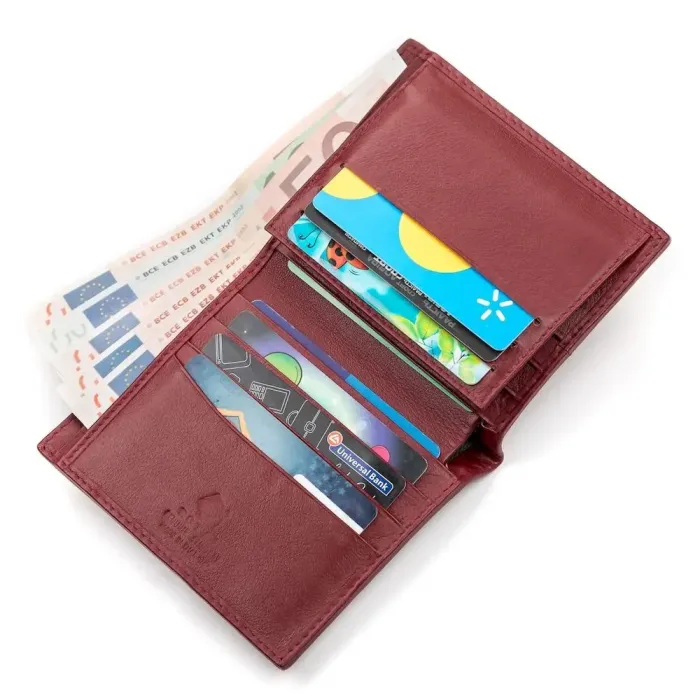 Вертикальне портмоне STINGRAY LEATHER 18069 із натуральної шкіри морського ската Бордове