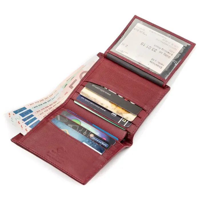 Вертикальне портмоне STINGRAY LEATHER 18069 із натуральної шкіри морського ската Бордове