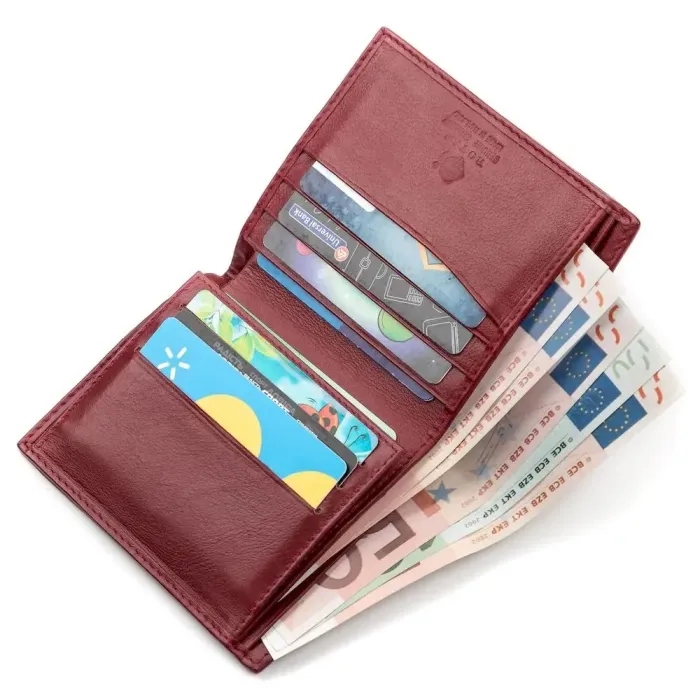 Вертикальне портмоне STINGRAY LEATHER 18069 із натуральної шкіри морського ската Бордове