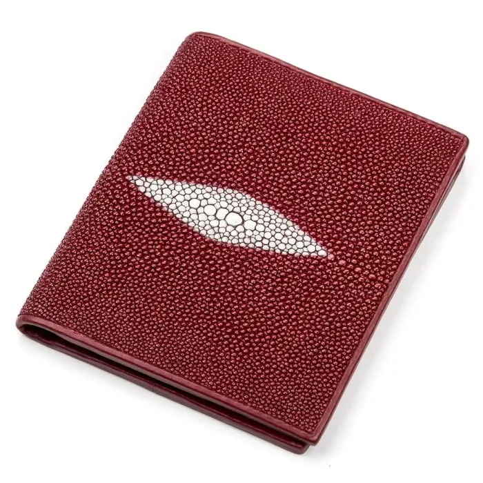 Вертикальне портмоне STINGRAY LEATHER 18069 із натуральної шкіри морського ската Бордове