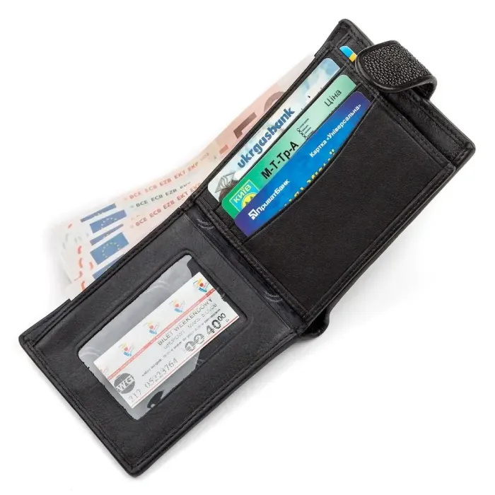 Портмоне чоловіче STINGRAY LEATHER 18070 із натуральної шкіри морського ската Чорне