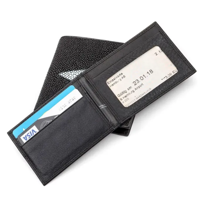 Портмоне чоловіче STINGRAY LEATHER 18071 із натуральної шкіри морського ската Чорне