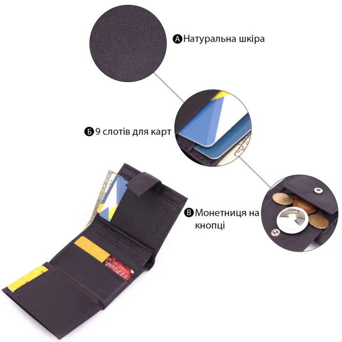 Компактний жіночий гаманець із натуральної шкіри ST Leather 22855 Коричневий