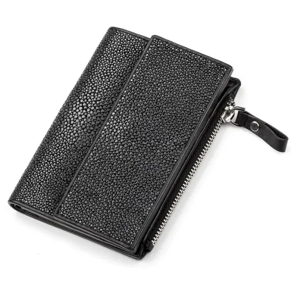 Портмоне STINGRAY LEATHER 18072 із натуральної шкіри морського ската Чорне