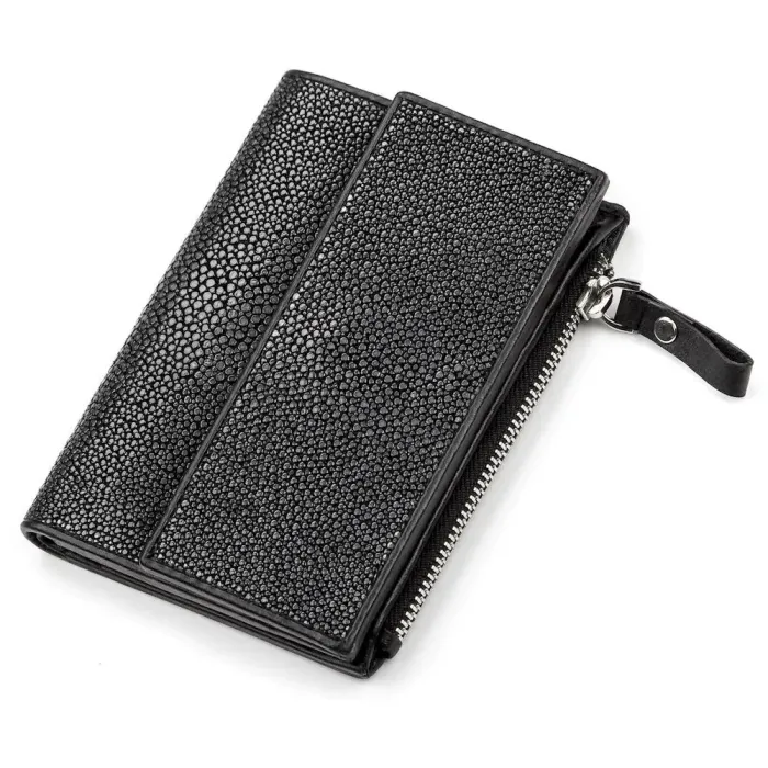 Портмоне STINGRAY LEATHER 18072 із натуральної шкіри морського ската Чорне