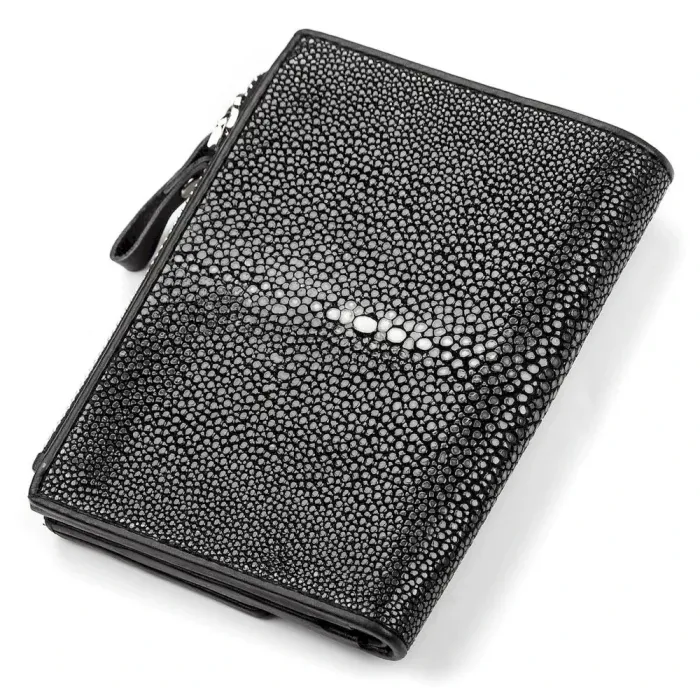 Портмоне STINGRAY LEATHER 18072 із натуральної шкіри морського ската Чорне