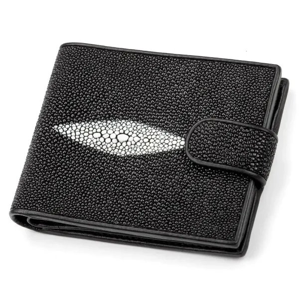 Портмоне чоловіче STINGRAY LEATHER 18073 із натуральної шкіри морського ската Чорне