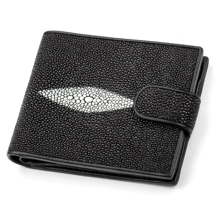 Портмоне чоловіче STINGRAY LEATHER 18073 із натуральної шкіри морського ската Чорне