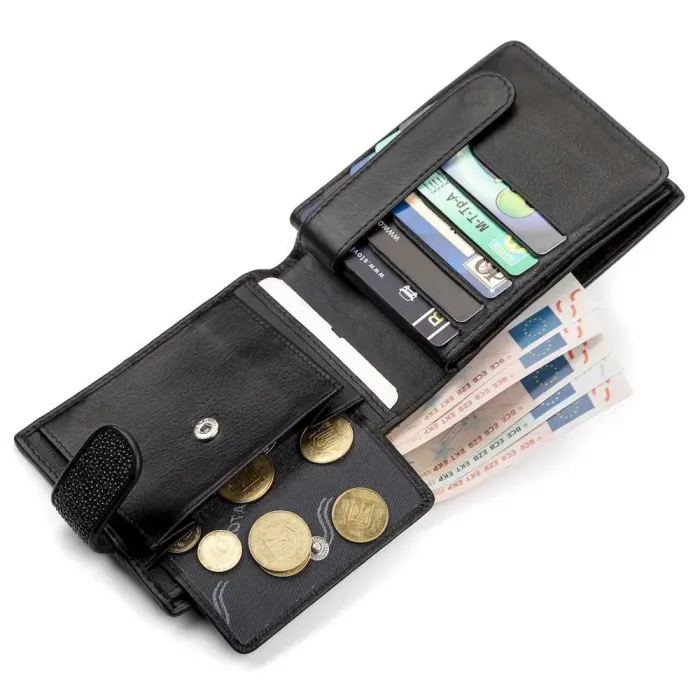 Портмоне чоловіче STINGRAY LEATHER 18073 із натуральної шкіри морського ската Чорне