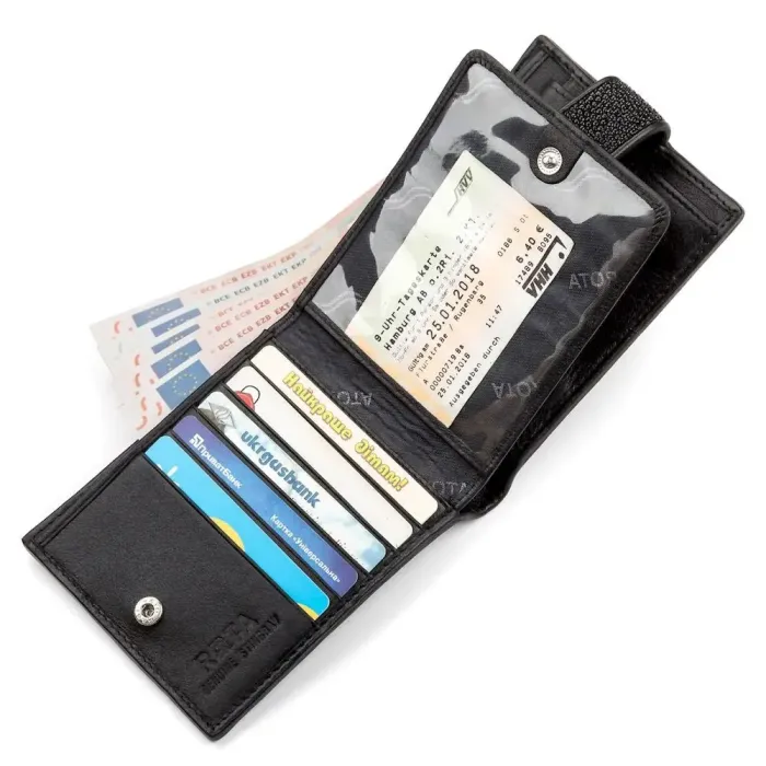 Портмоне чоловіче STINGRAY LEATHER 18073 із натуральної шкіри морського ската Чорне