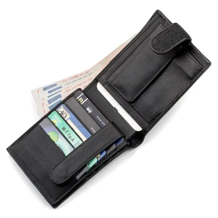 Портмоне чоловіче STINGRAY LEATHER 18073 із натуральної шкіри морського ската Чорне