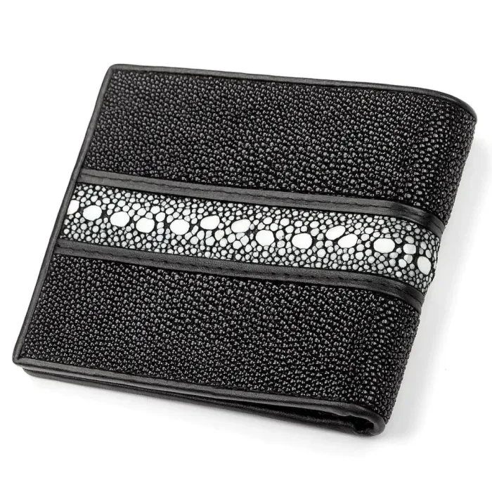 Портмоне чоловіче STINGRAY LEATHER 18074 із натуральної шкіри морського ската Чорне
